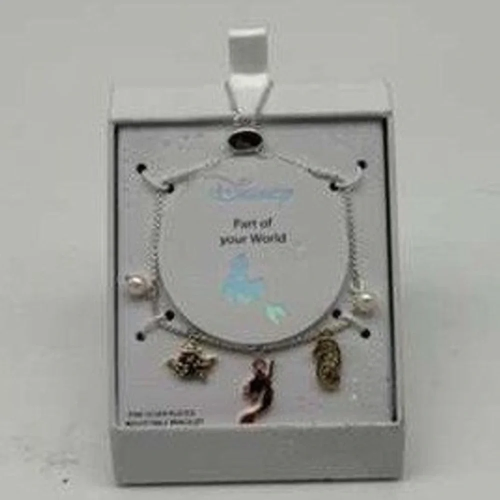 Disney The Little Mermaid Ariel Charm Bracelet - Fine Silver Plated - Brand‎ New